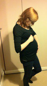 Thirty weeks pregnant baby bump photo