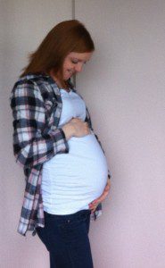 39 weeks pregnant baby bump photo