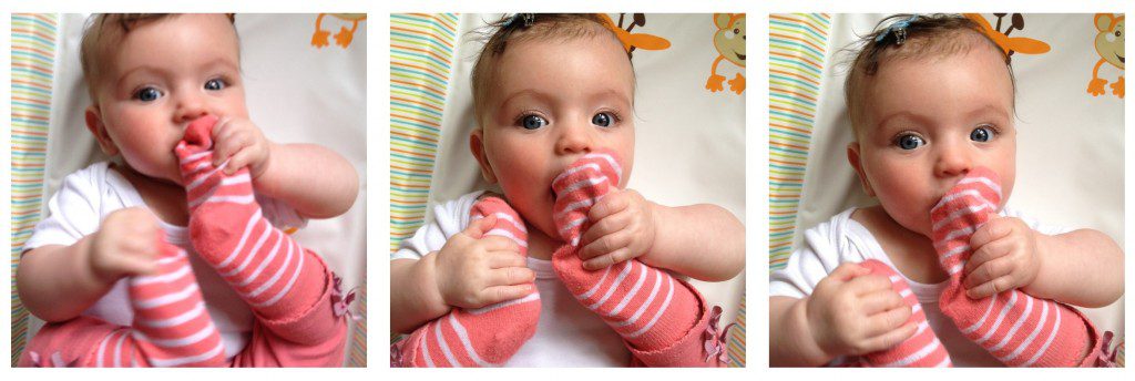 Baby with foot in mouth - baby yoga