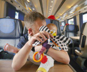Entertaining babies on trains