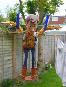 Woody from Toy Story on the washing line