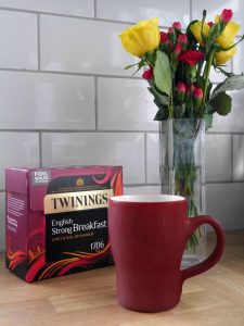 Twinings English Strong Breakfast tea and the forget-tea-not mug
