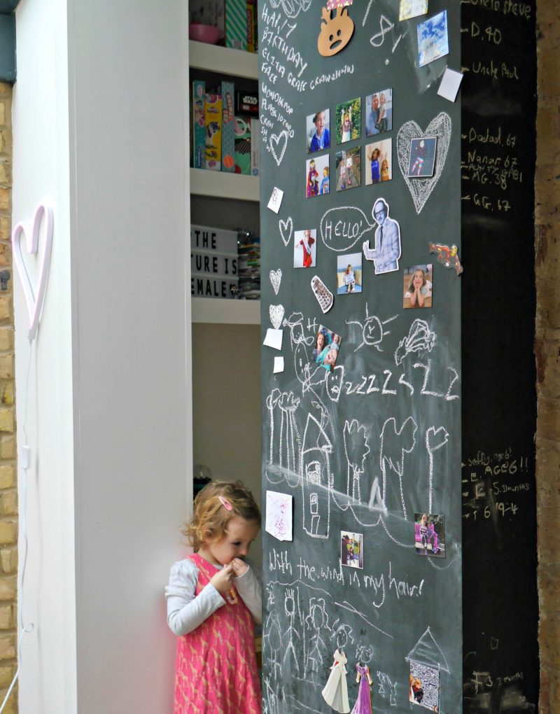 Magnetic chalkboard walls - side return extension in Victorian terrace in London