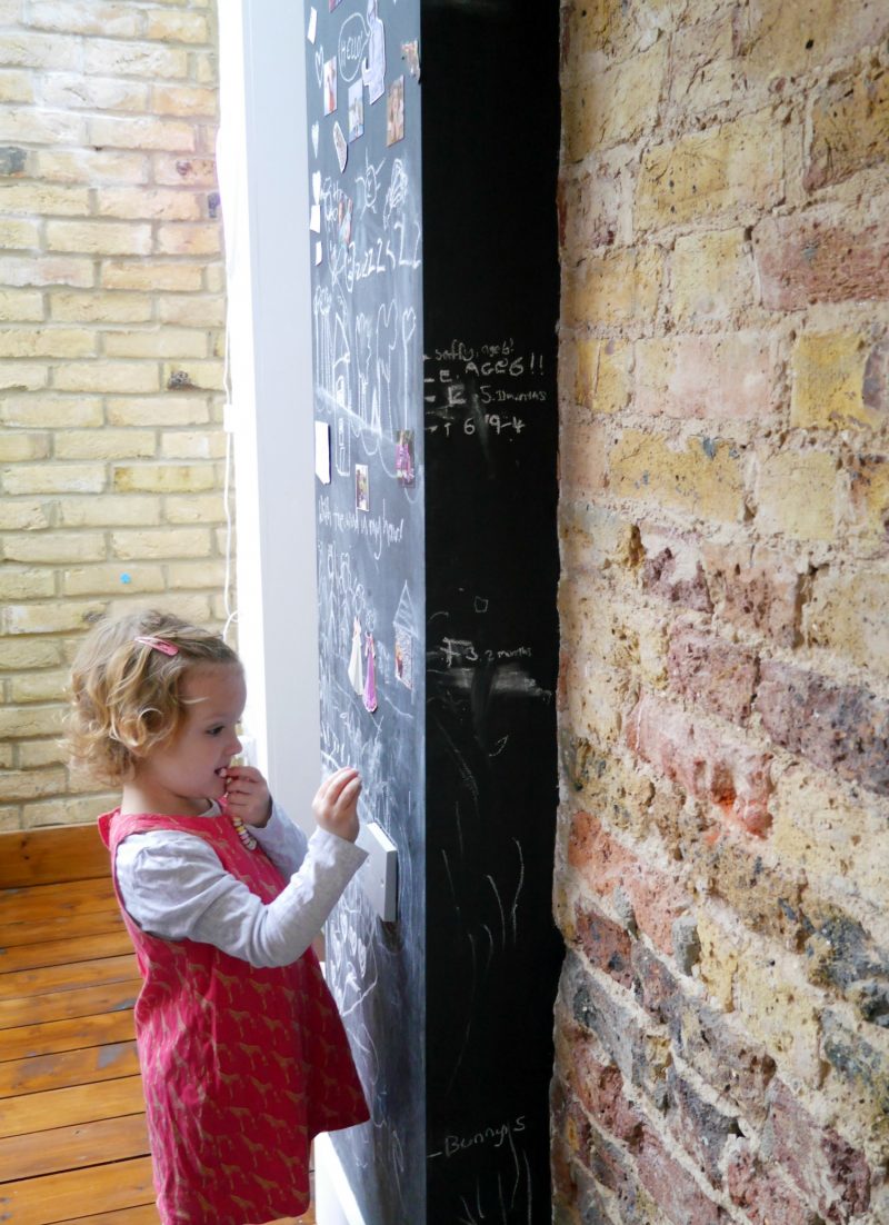 Victorian side return terrace house chalkboard wall and height chart