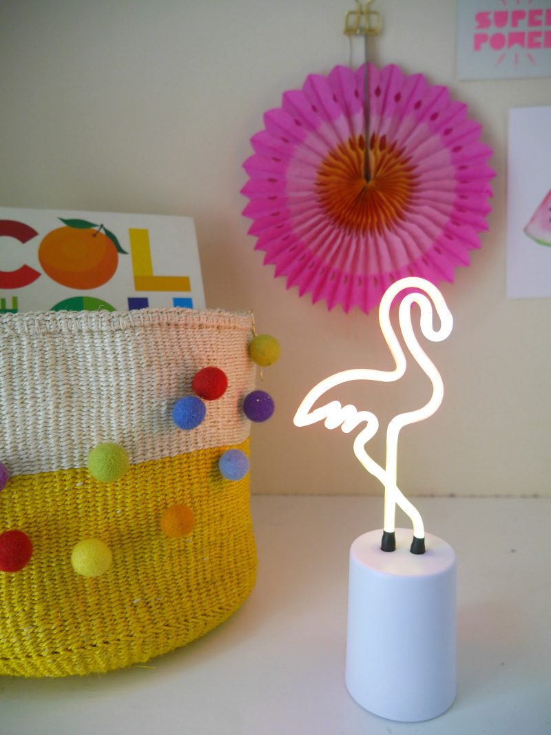 Home styling tips for spring - flamingo neon light