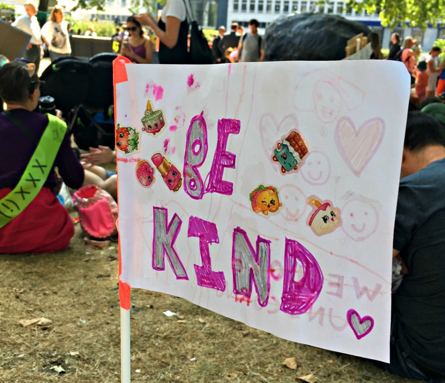 Be kind flag at the women's March London