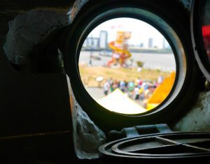 Cutty Sark review - view of Greenwich through the porthole