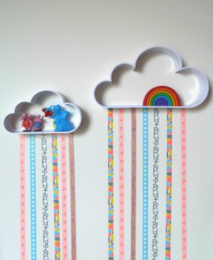 How to make easy cloud shelves with washi tape rain for children's rooms - easy #DIY #kidsrooms #interiors
