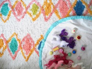 Colourful children's berber rug and Vertbaudet play mat