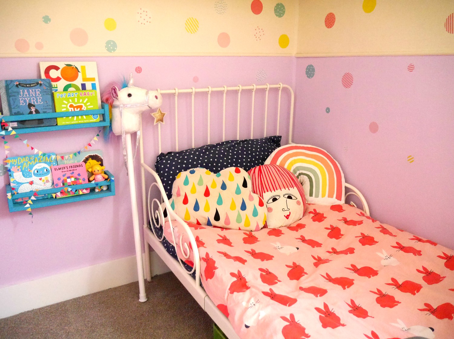 Colourful chidren's bedrooms - purple painted wall with Crown Paint ...