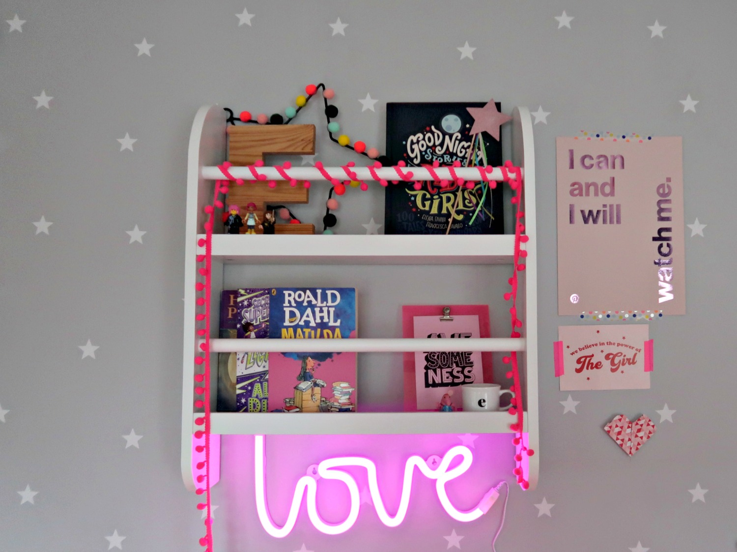 GLTC greenaway bookcase pink and grey girls room